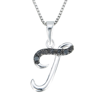 1/8 cttw Diamond Alphabet Pendant Necklace in Silver