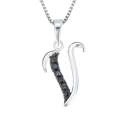 1/8 cttw Diamond Alphabet Pendant Necklace in Silver