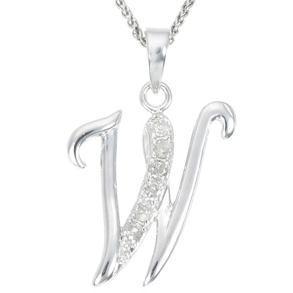 1/8 cttw Diamond Alphabet Pendant Necklace in Silver