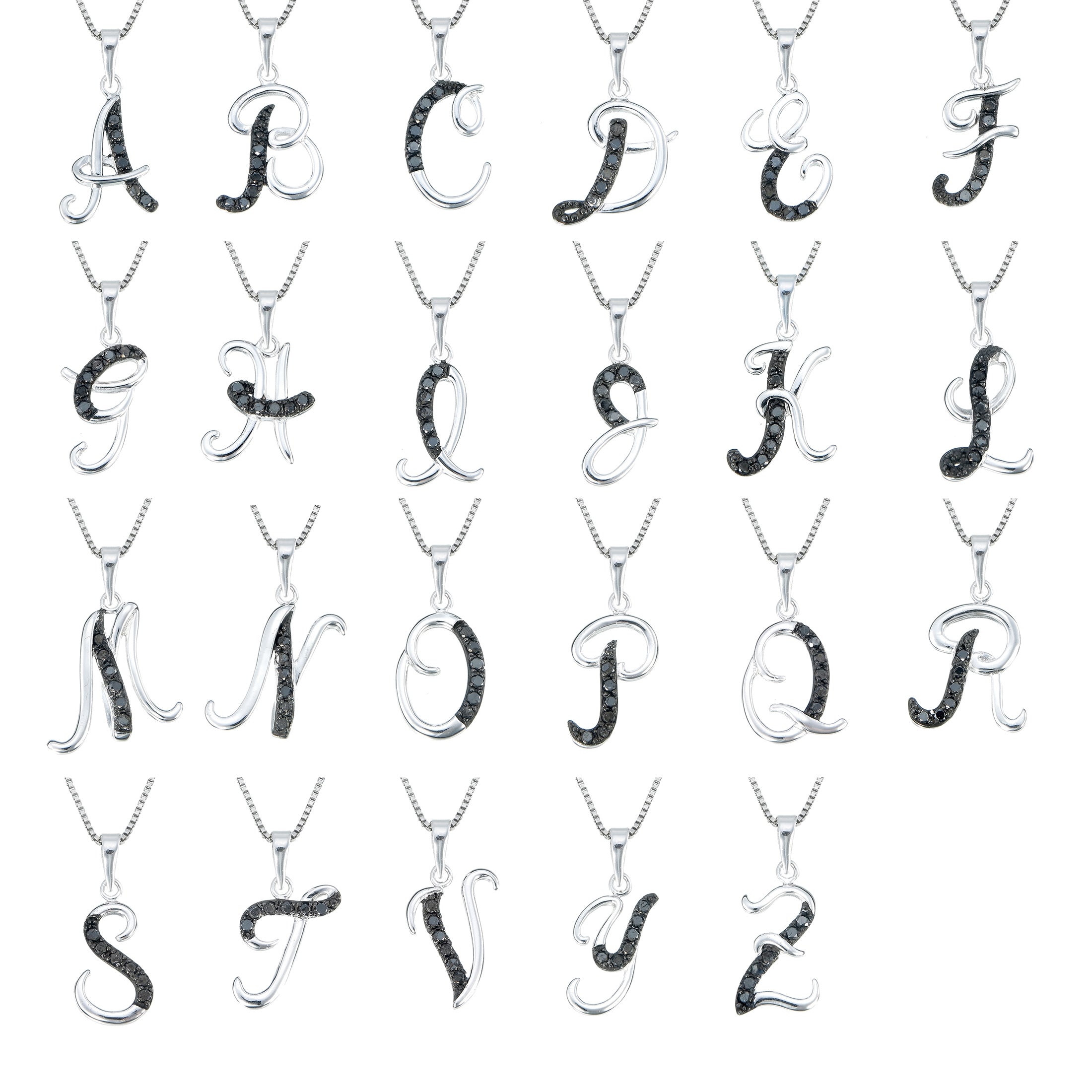 Diamond Alphabet Pendant Necklace