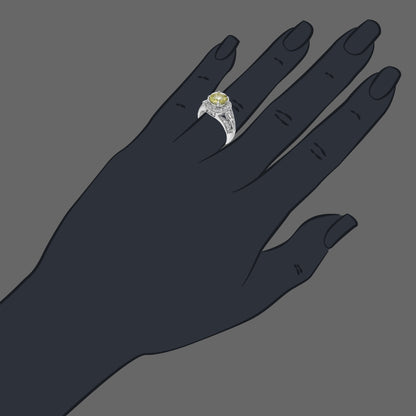 0.70 cttw Lemon Quartz Ring .925 Sterling Silver with Rhodium Round Shape 7 MM