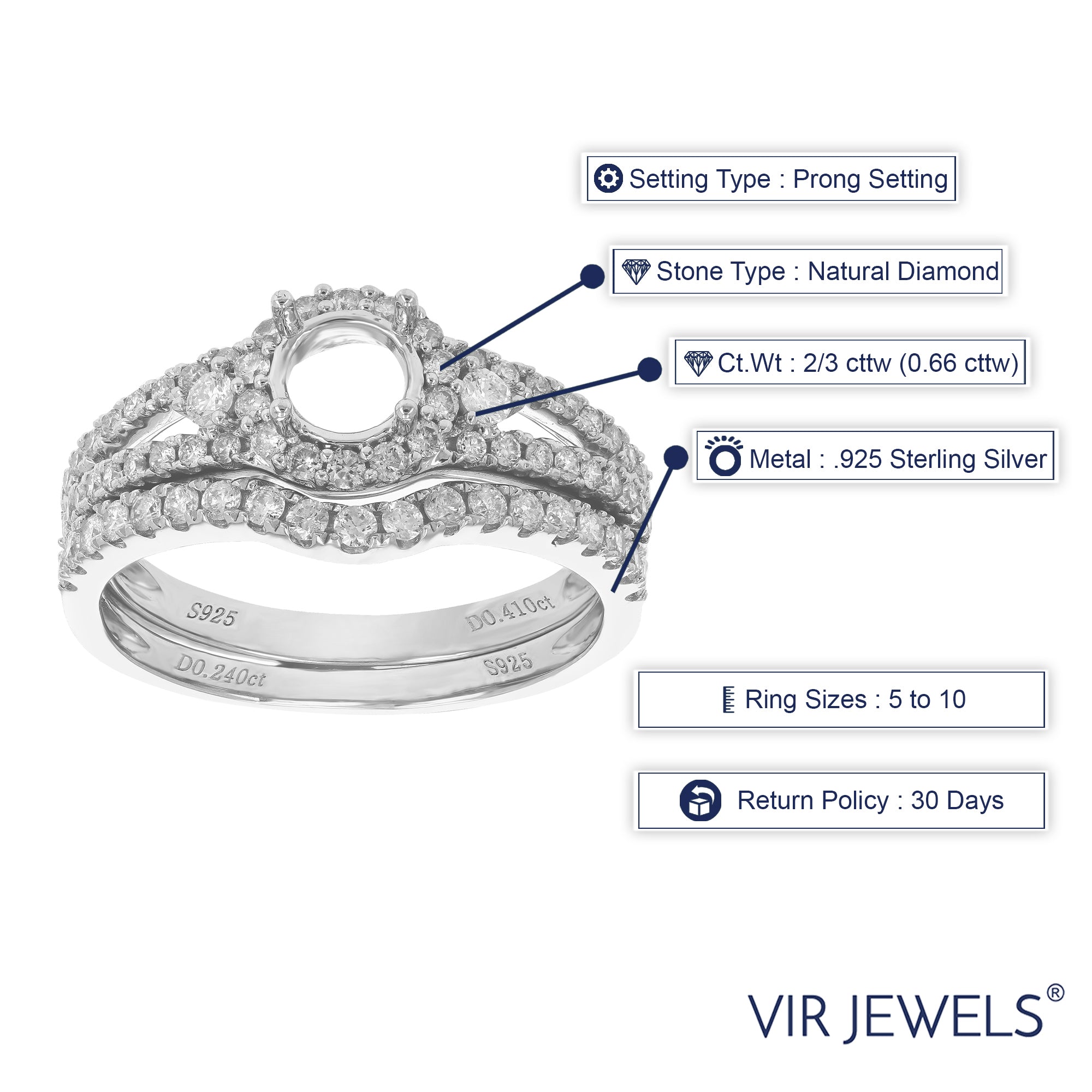 Semi Mount Diamond Bridal Set