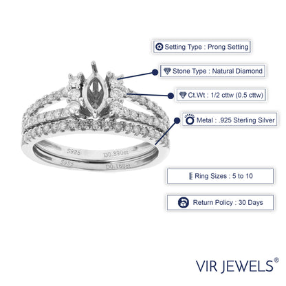 Diamond Marquise Semi Mount Bridal Set