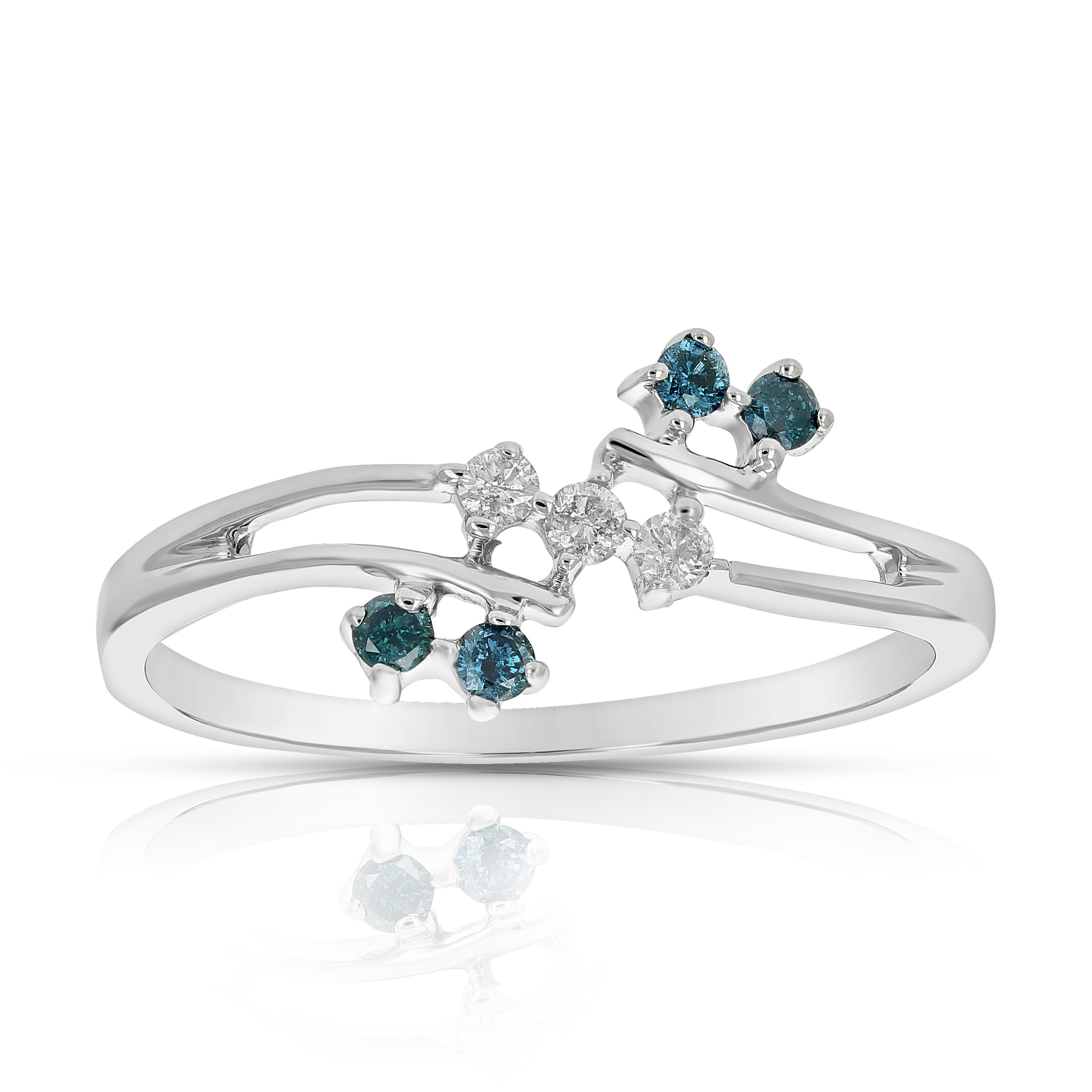 Blue & White Diamond Fashion Ring