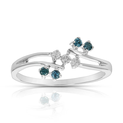 Blue & White Diamond Fashion Ring