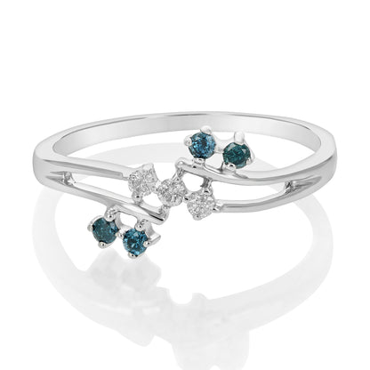 Blue & White Diamond Fashion Ring