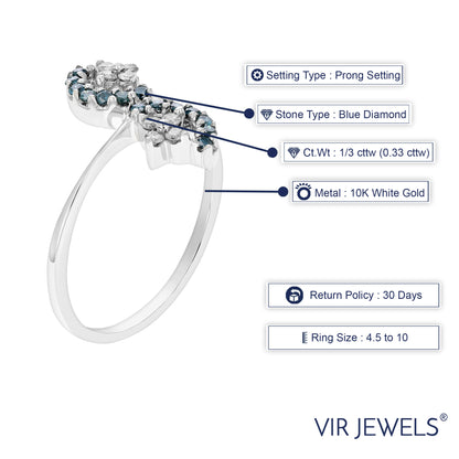 Blue & White Diamond Fashion Ring