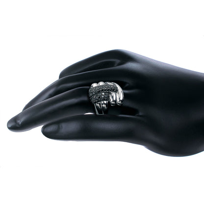 Black Diamond Overlap Fashion Ring