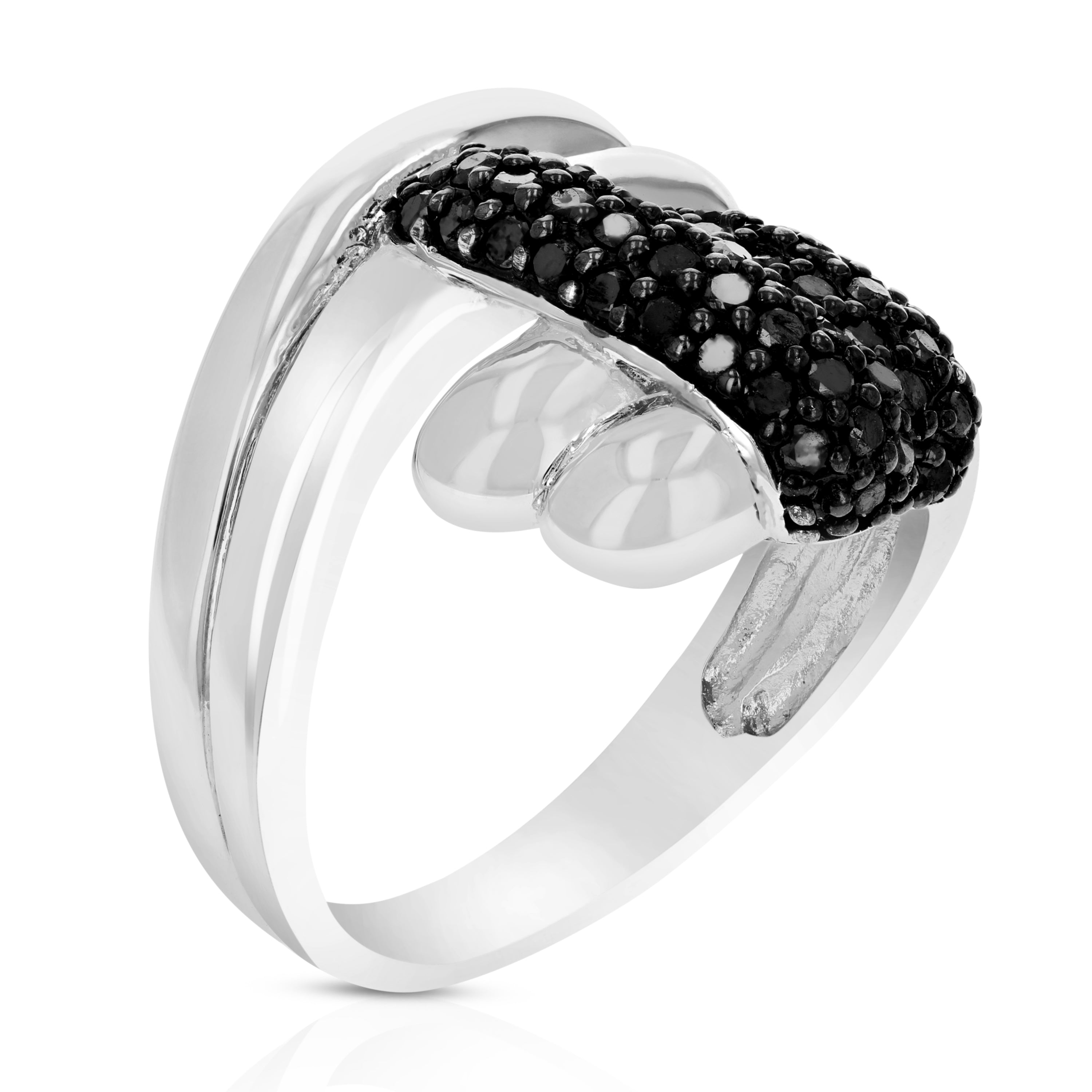 Black Diamond Overlap Fashion Ring