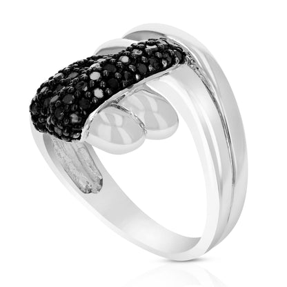 Black Diamond Overlap Fashion Ring