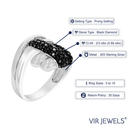 Black Diamond Overlap Fashion Ring