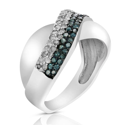 Overlap Blue & White Diamond Band