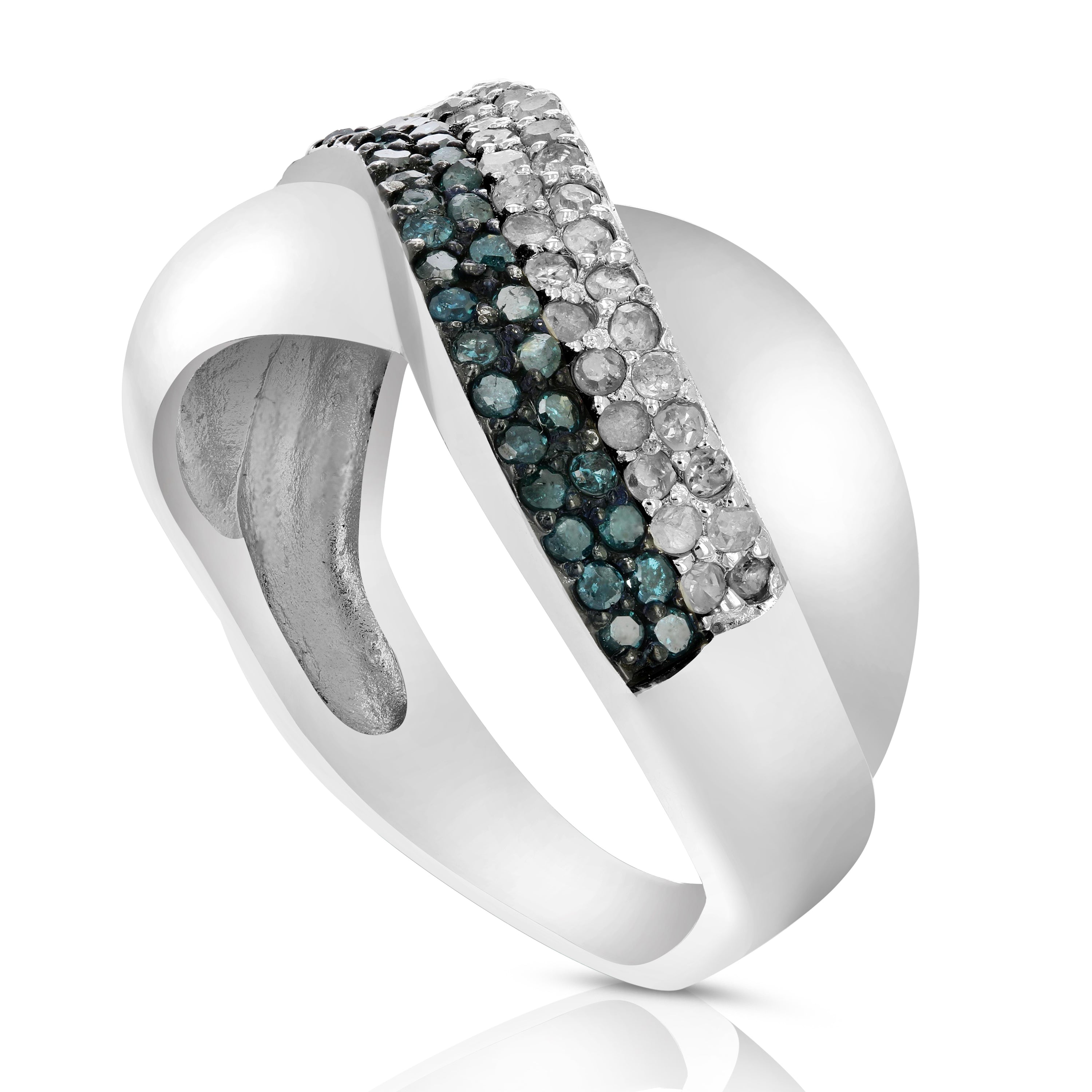 Overlap Blue & White Diamond Band