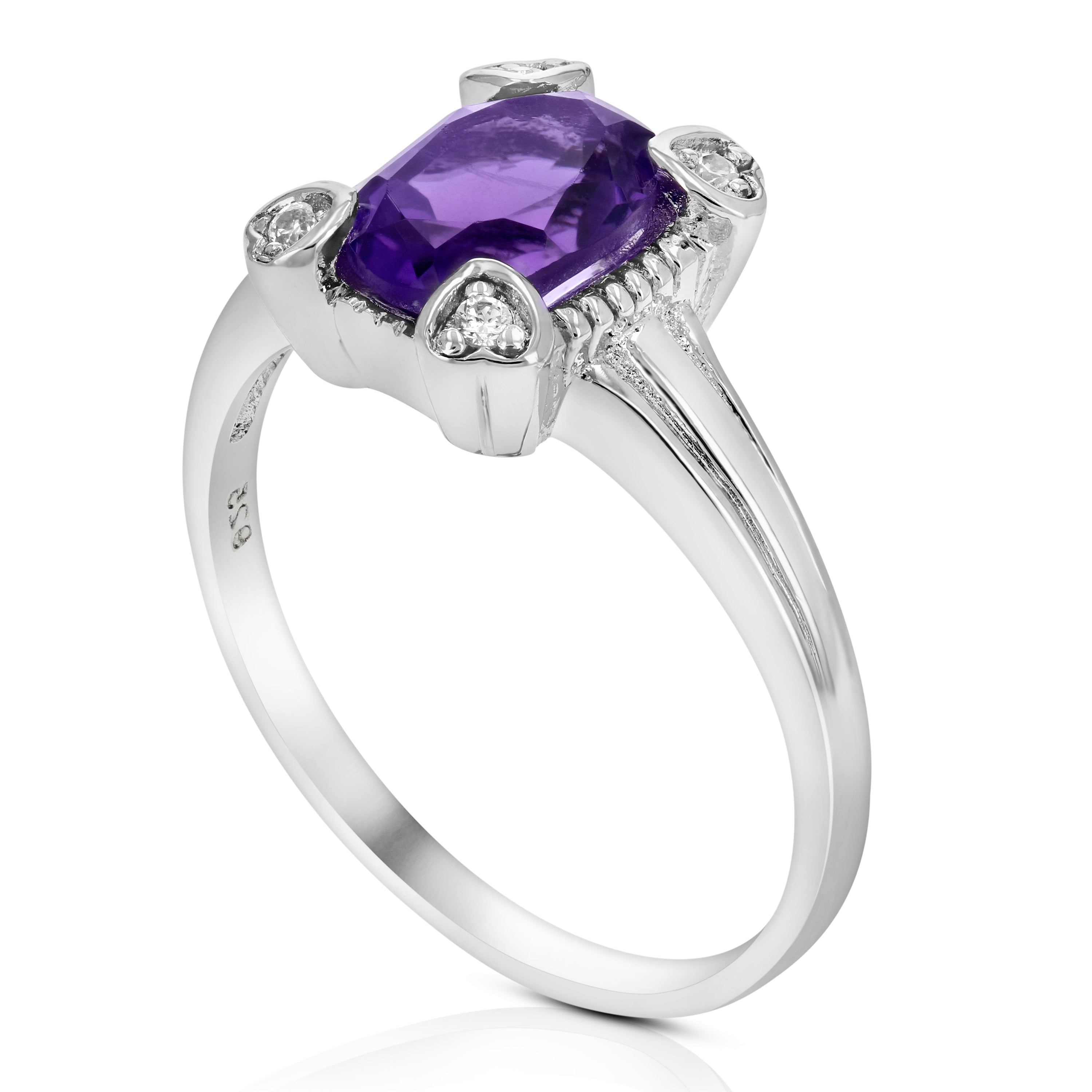 1.20 cttw Purple Amethyst Ring Solitaire Oval .925 Sterling Silver 9x7 MM