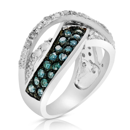 Blue & White Twisted Diamond Ring