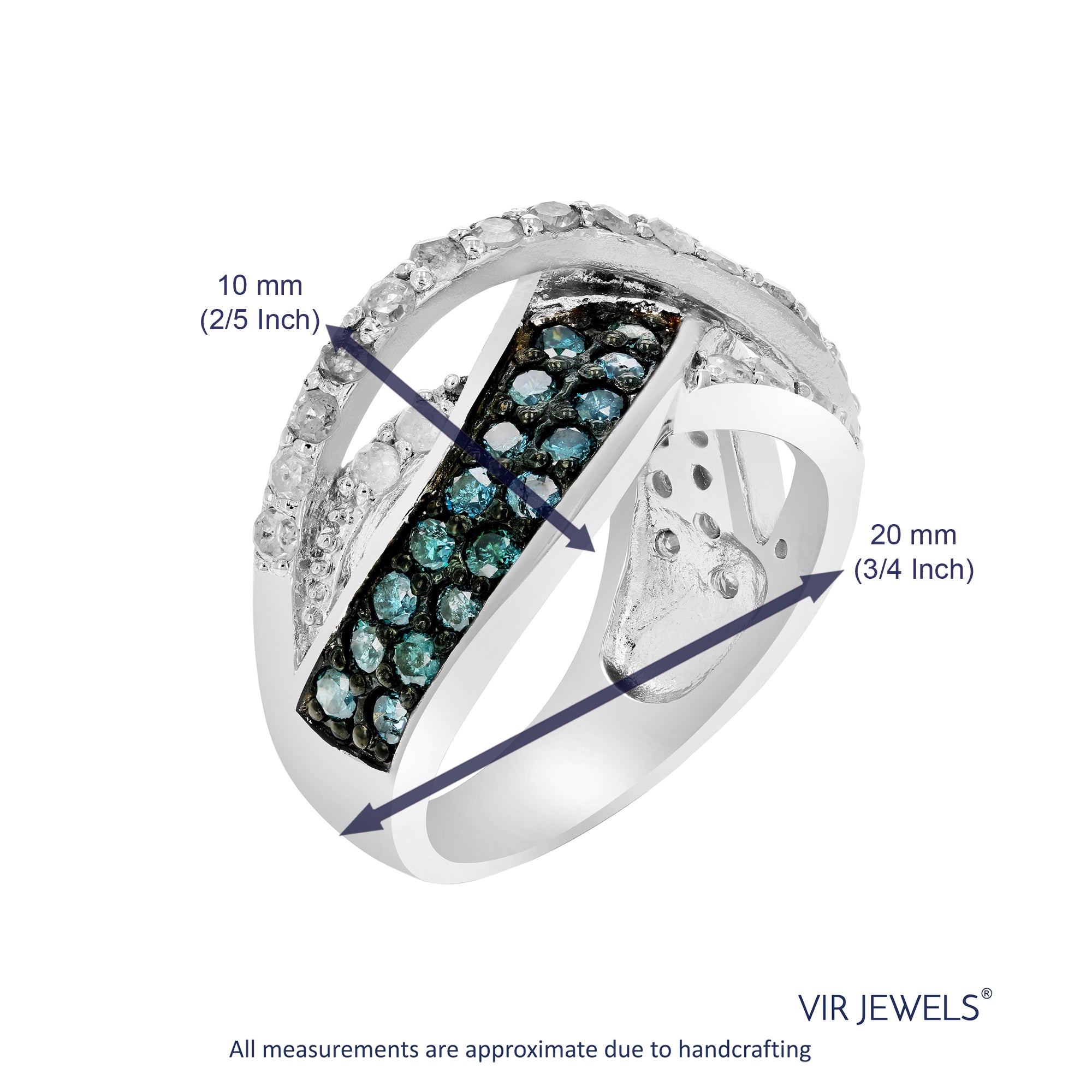 Blue & White Twisted Diamond Ring