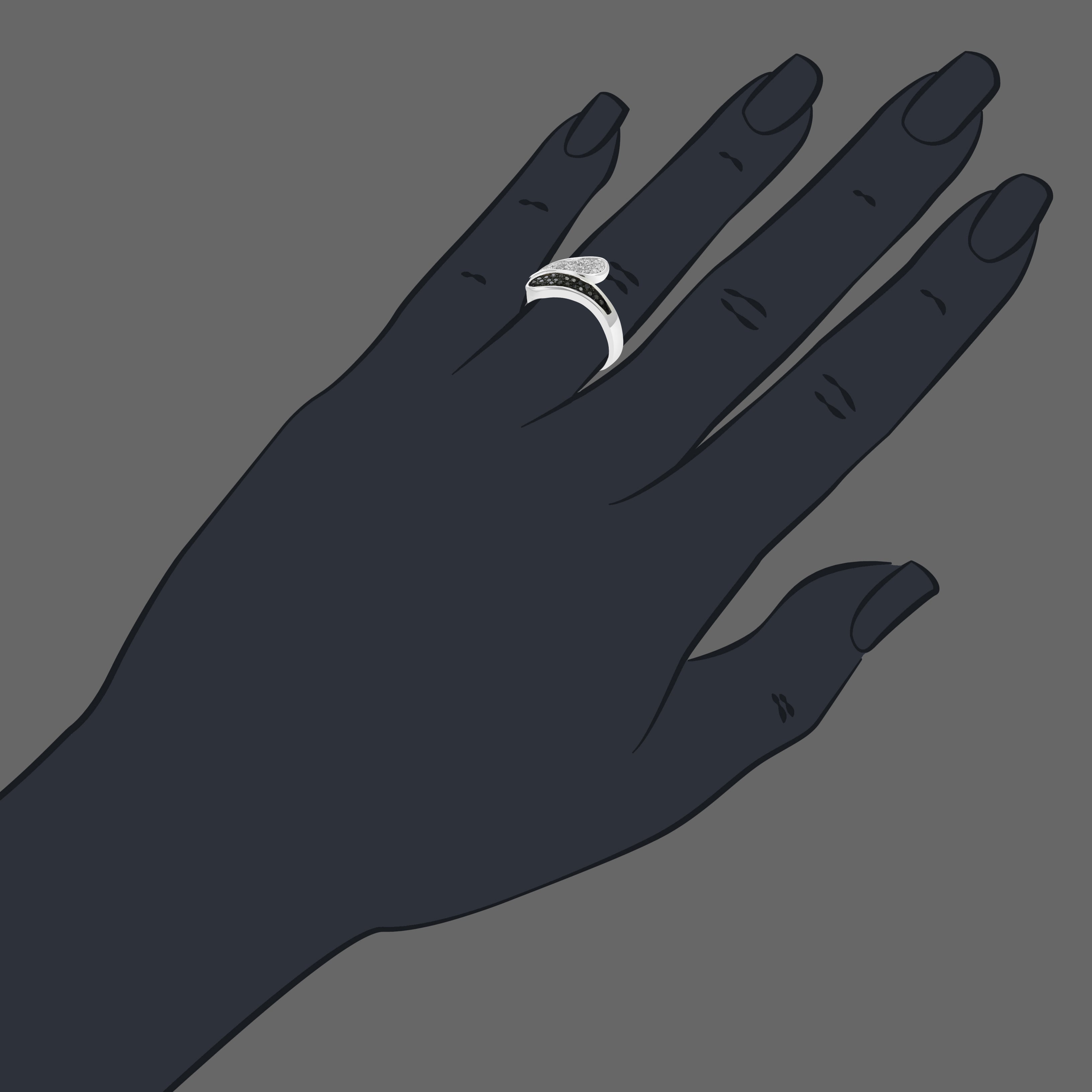 Connecting Black & White Diamond Ring