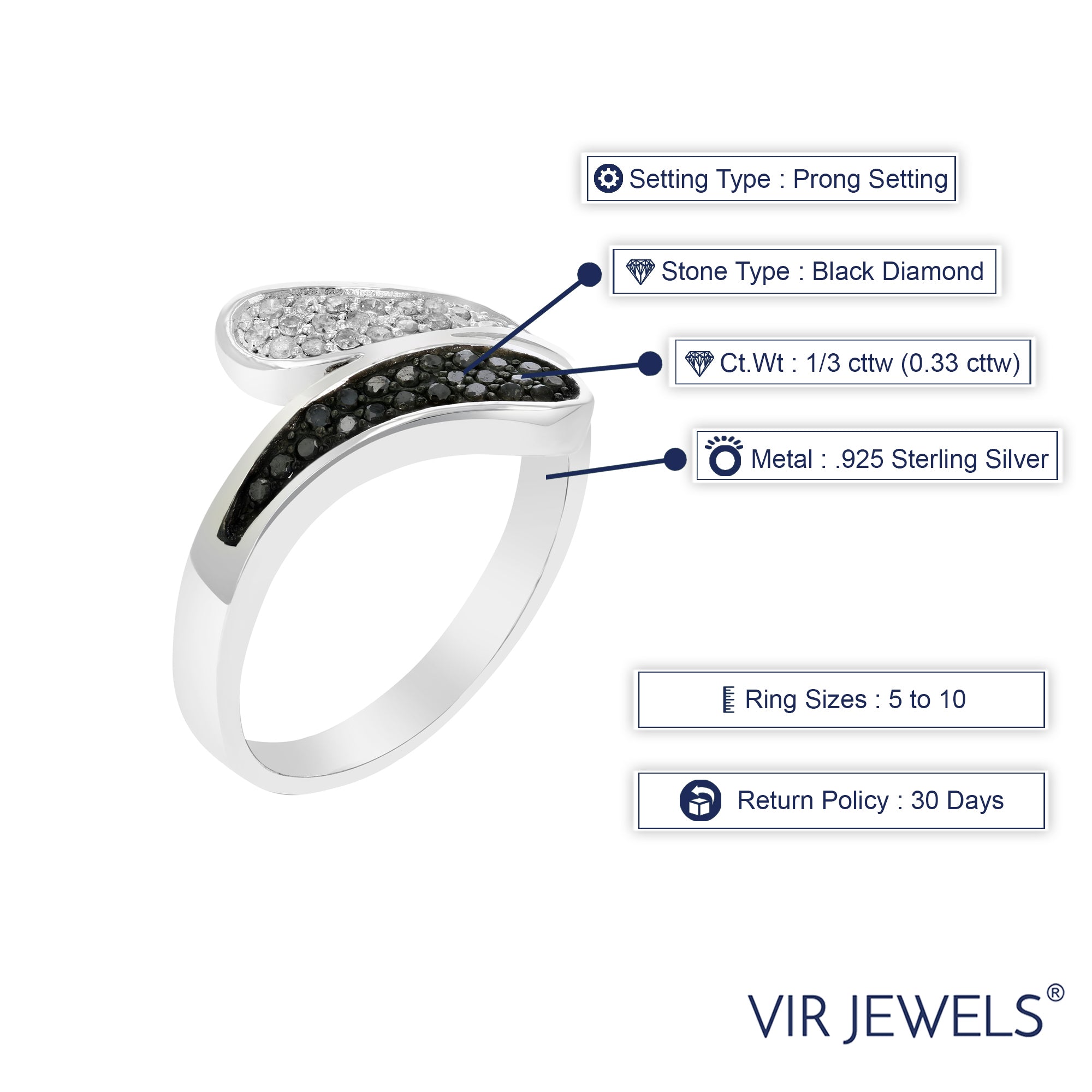 Connecting Black & White Diamond Ring