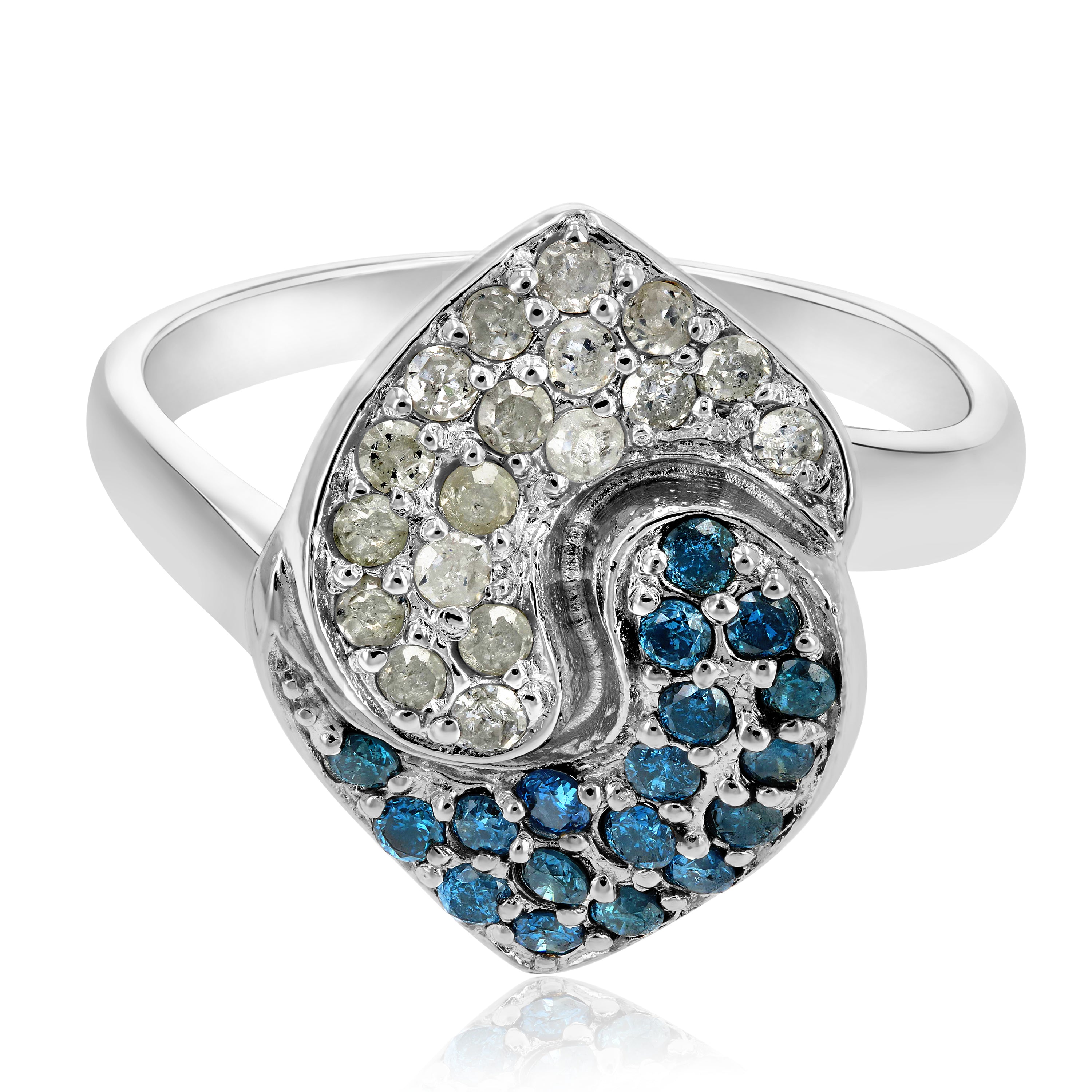 Fashion Blue Diamond Statement Ring