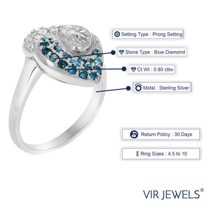 Fashion Blue Diamond Statement Ring