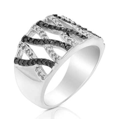 Criss Cross Black & White Diamond Band