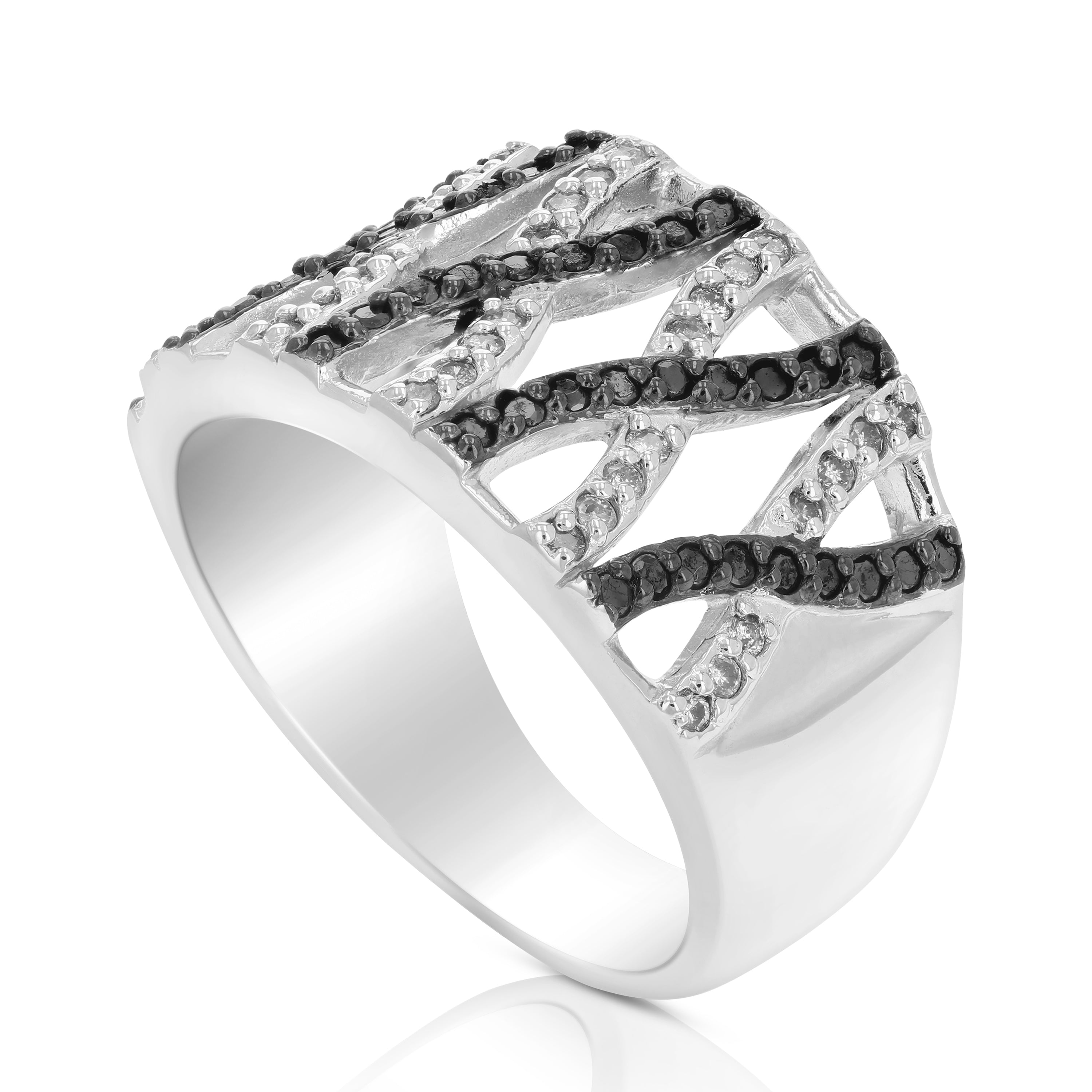 Criss Cross Black & White Diamond Band