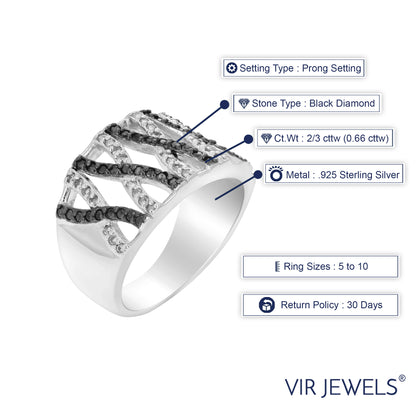 Criss Cross Black & White Diamond Band