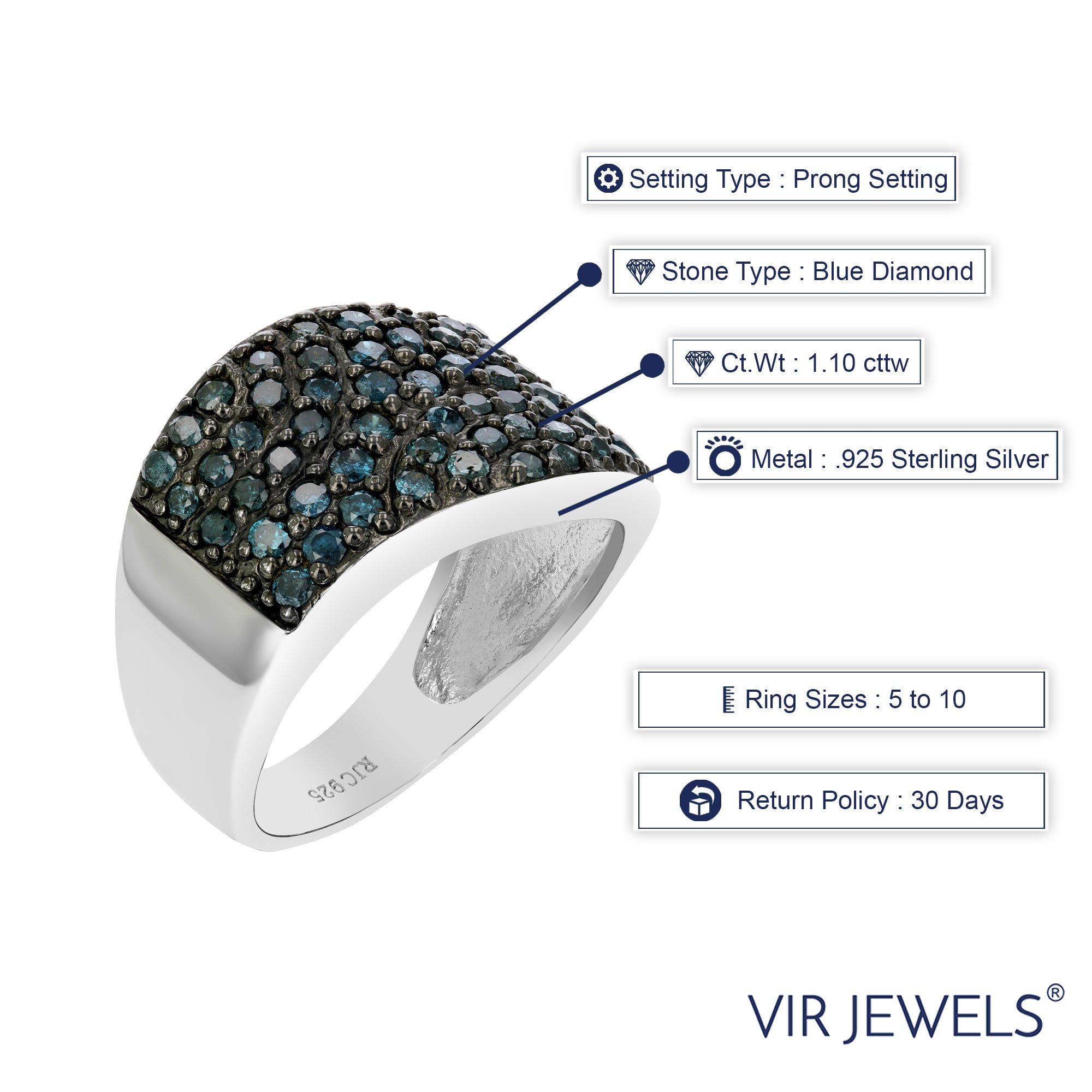 Blue Diamond Wedding Band