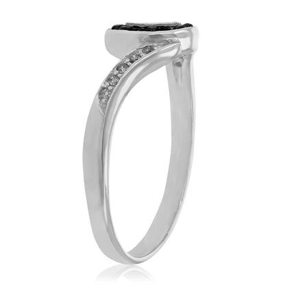 Black & White Diamond Wave Fashion Ring