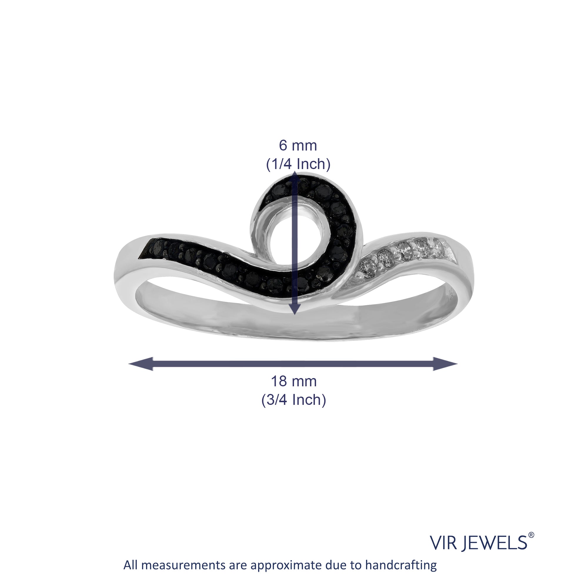 Black & White Diamond Wave Fashion Ring