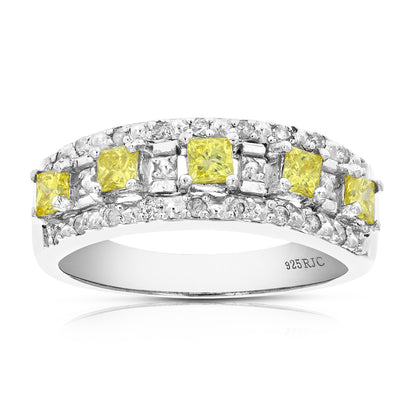 Five Princess Diamond Cluster Wedding Ring