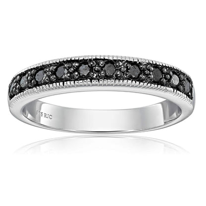 Black Milgrain Wedding Band