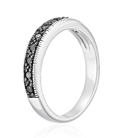 Black Milgrain Wedding Band