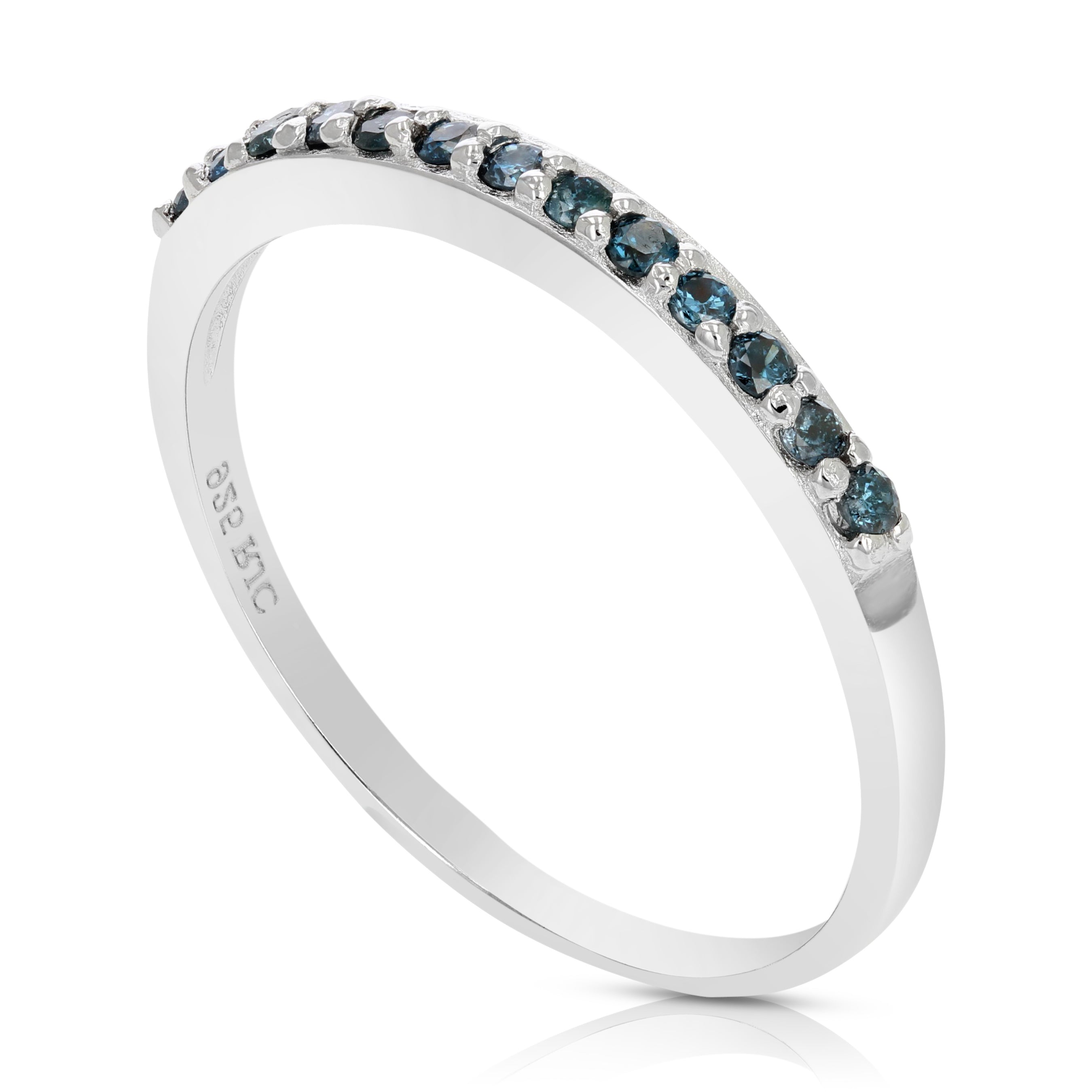 Pave Blue Diamond Wedding Band