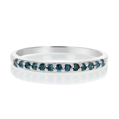 Pave Blue Diamond Wedding Band