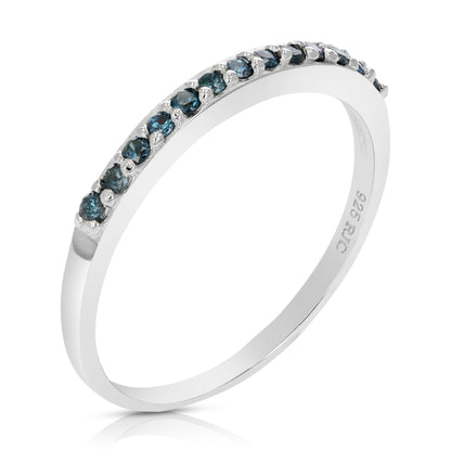 Pave Blue Diamond Wedding Band