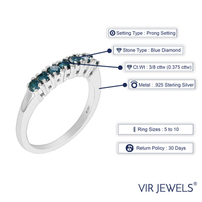 Blue Prong Diamond Wedding Band