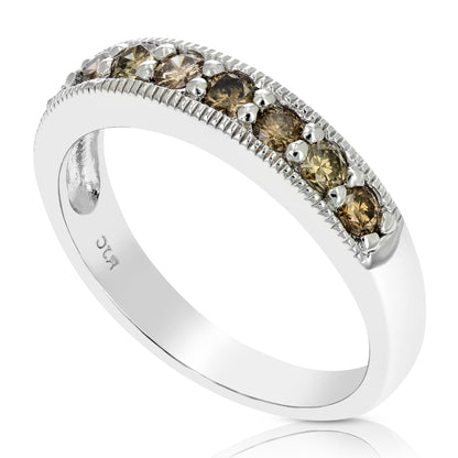 Champagne Petite Diamond Silver Band