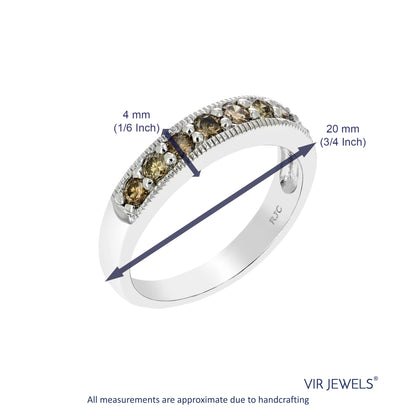 Champagne Petite Diamond Silver Band