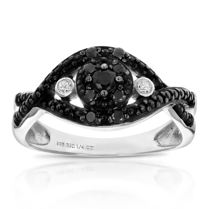 Black Diamond Split Shank Ring