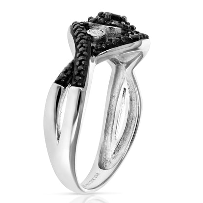 Black Diamond Split Shank Ring