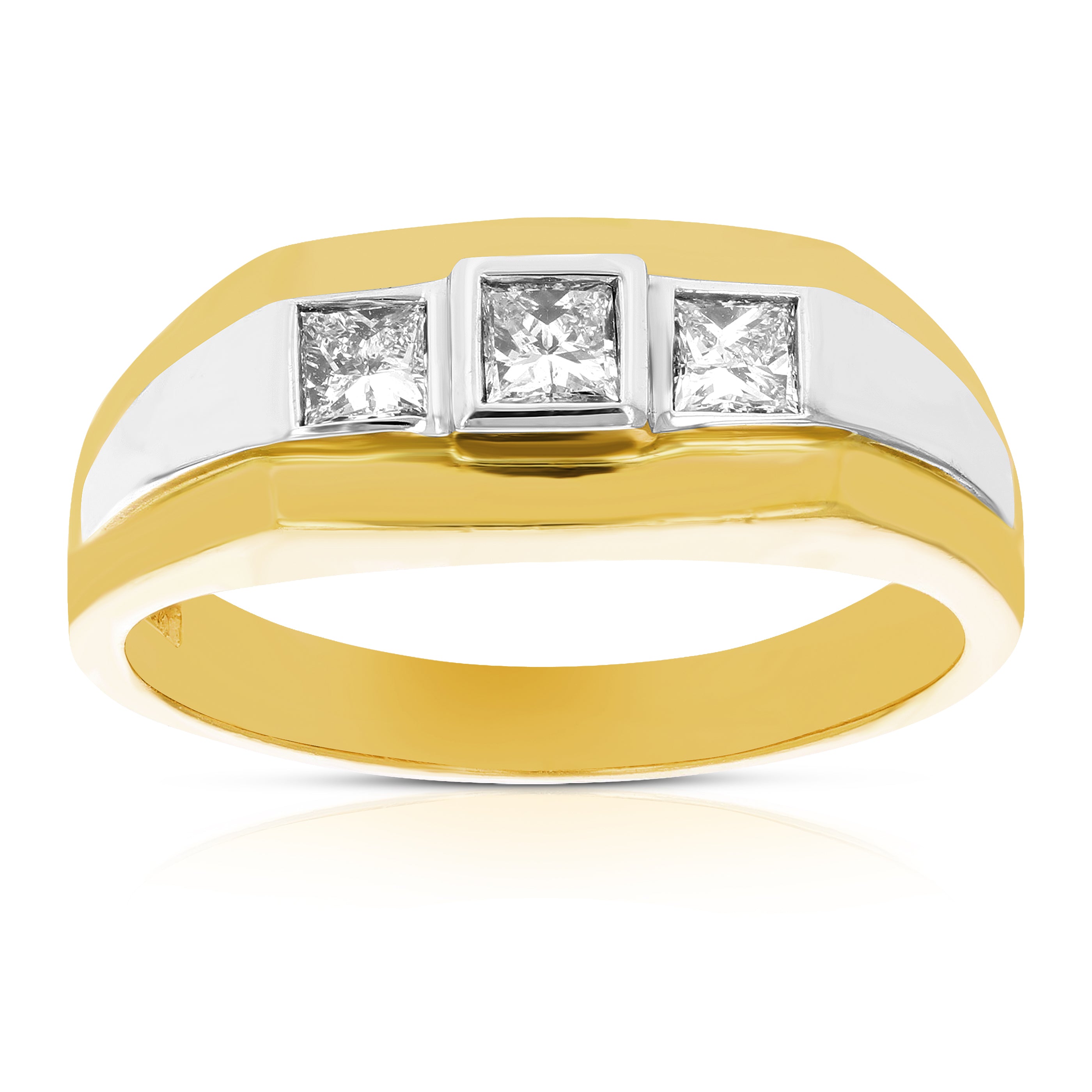 Three Diamond Two Tone Men's Ring