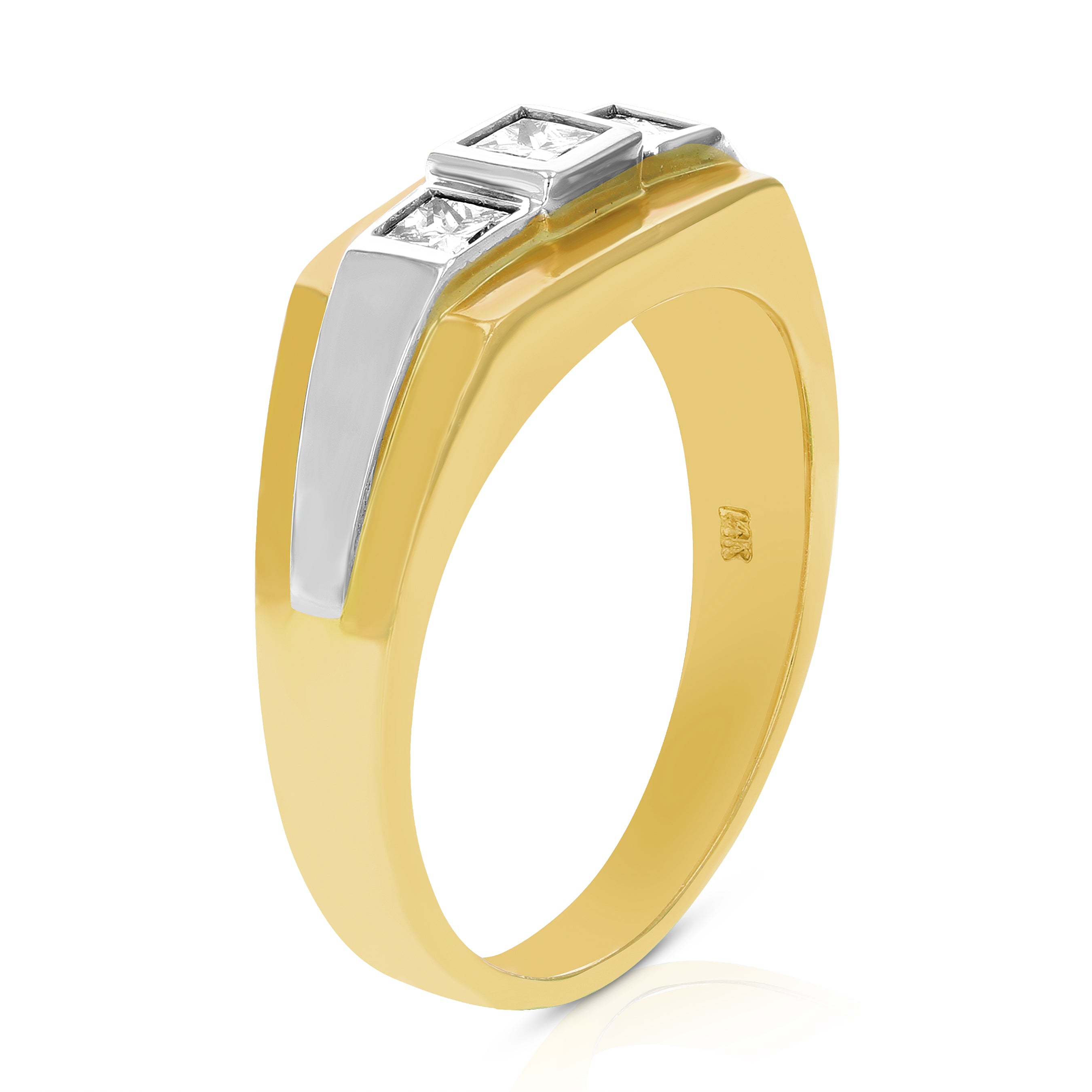 Three Diamond Two Tone Men's Ring