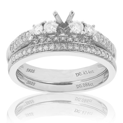 Diamond Five Stone Semi Mount Bridal Ring Set