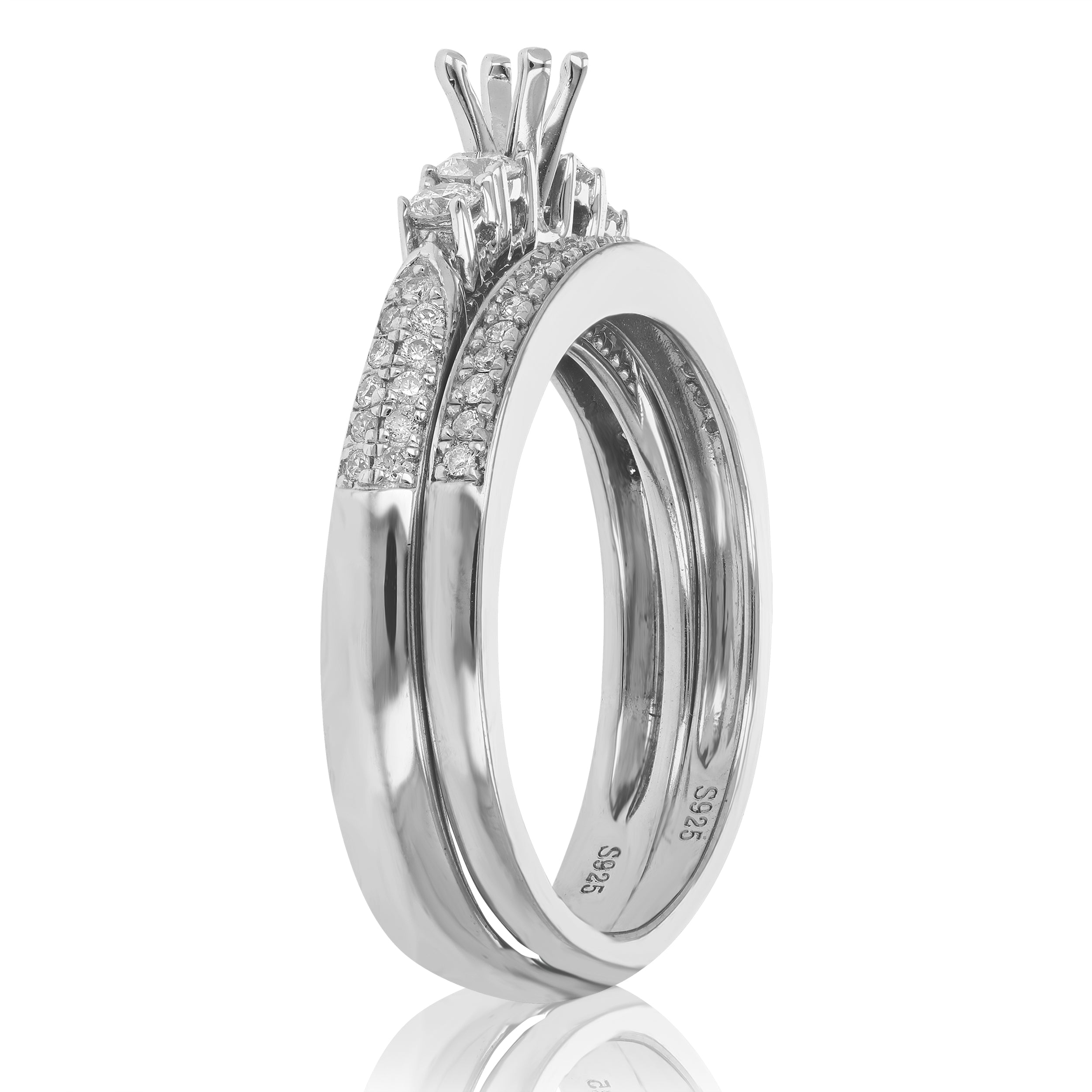 Diamond Five Stone Semi Mount Bridal Ring Set