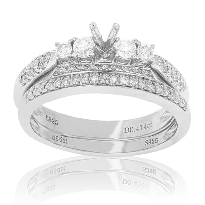 Diamond Five Stone Semi Mount Bridal Ring Set