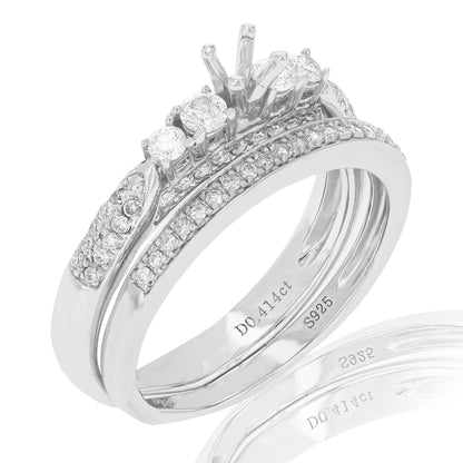 Diamond Five Stone Semi Mount Bridal Ring Set