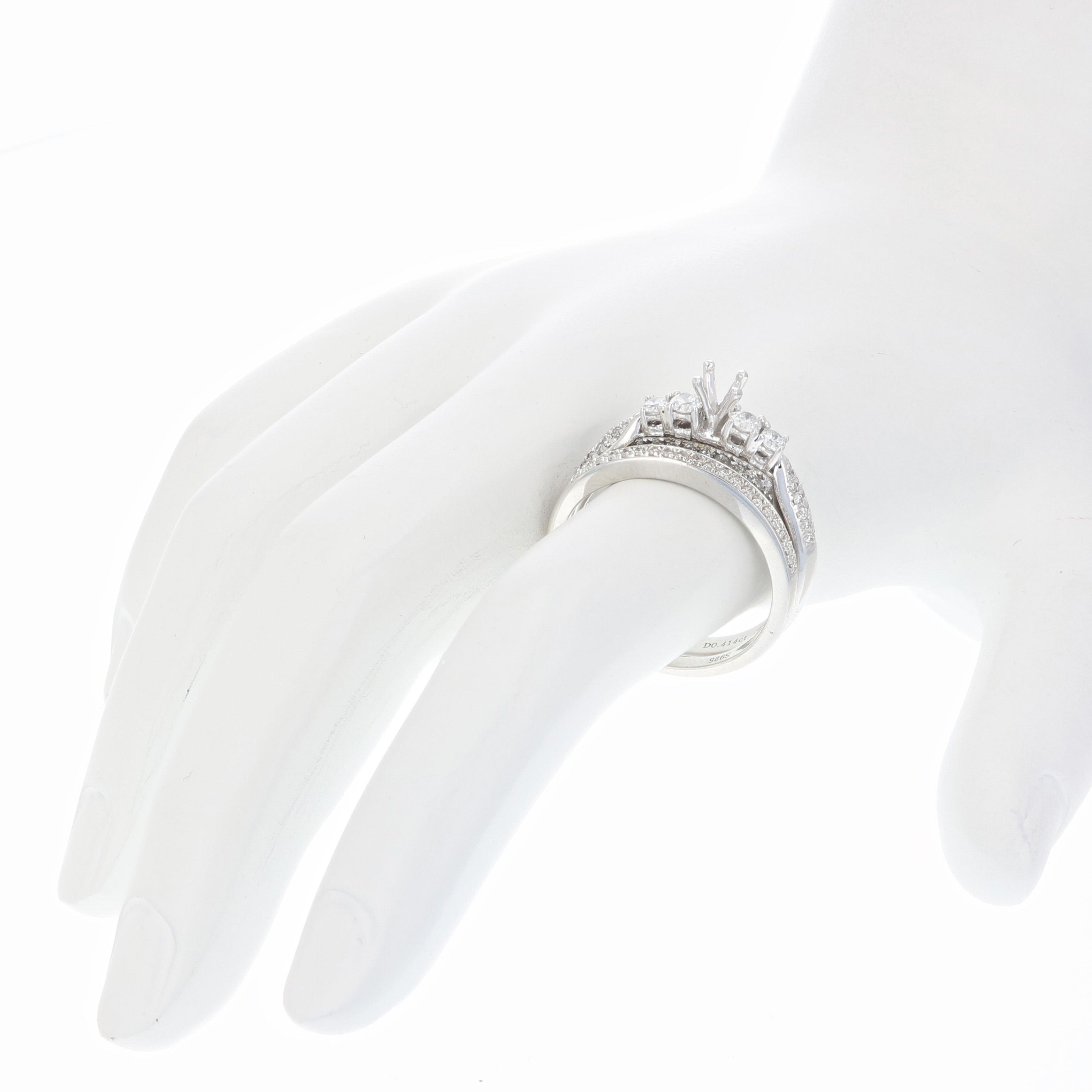 Diamond Five Stone Semi Mount Bridal Ring Set