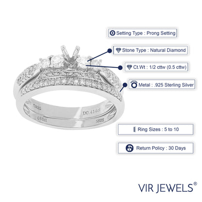 Diamond Five Stone Semi Mount Bridal Ring Set