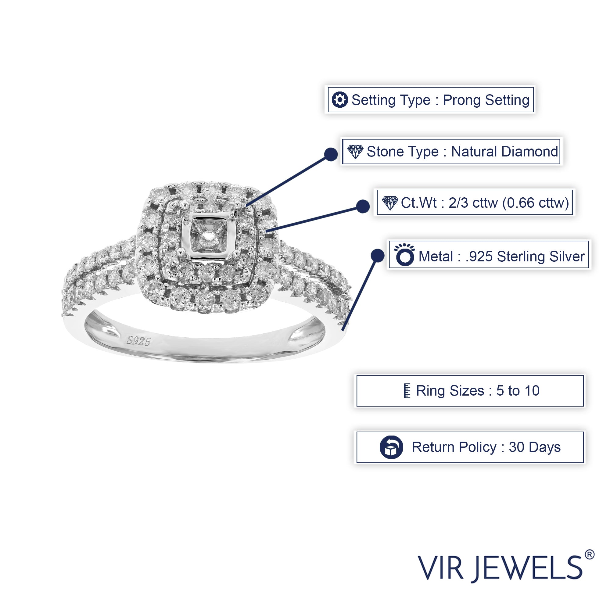 Princess Diamond Semi Mount Ring